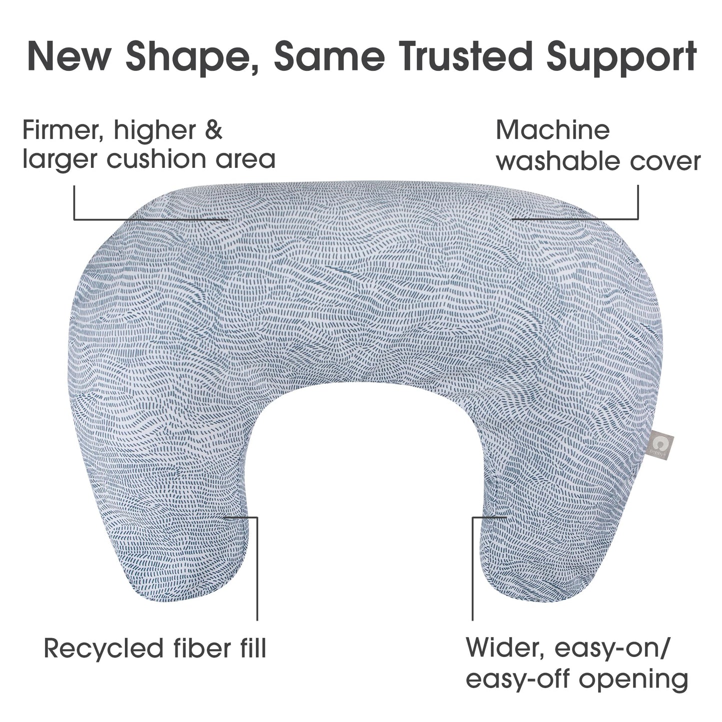 Boppy Nursing Pillow, Blue Speckled Current, Larger, Firmer, More Supportive Pillow For Breastfeeding And Bottle Feeding, Firmer