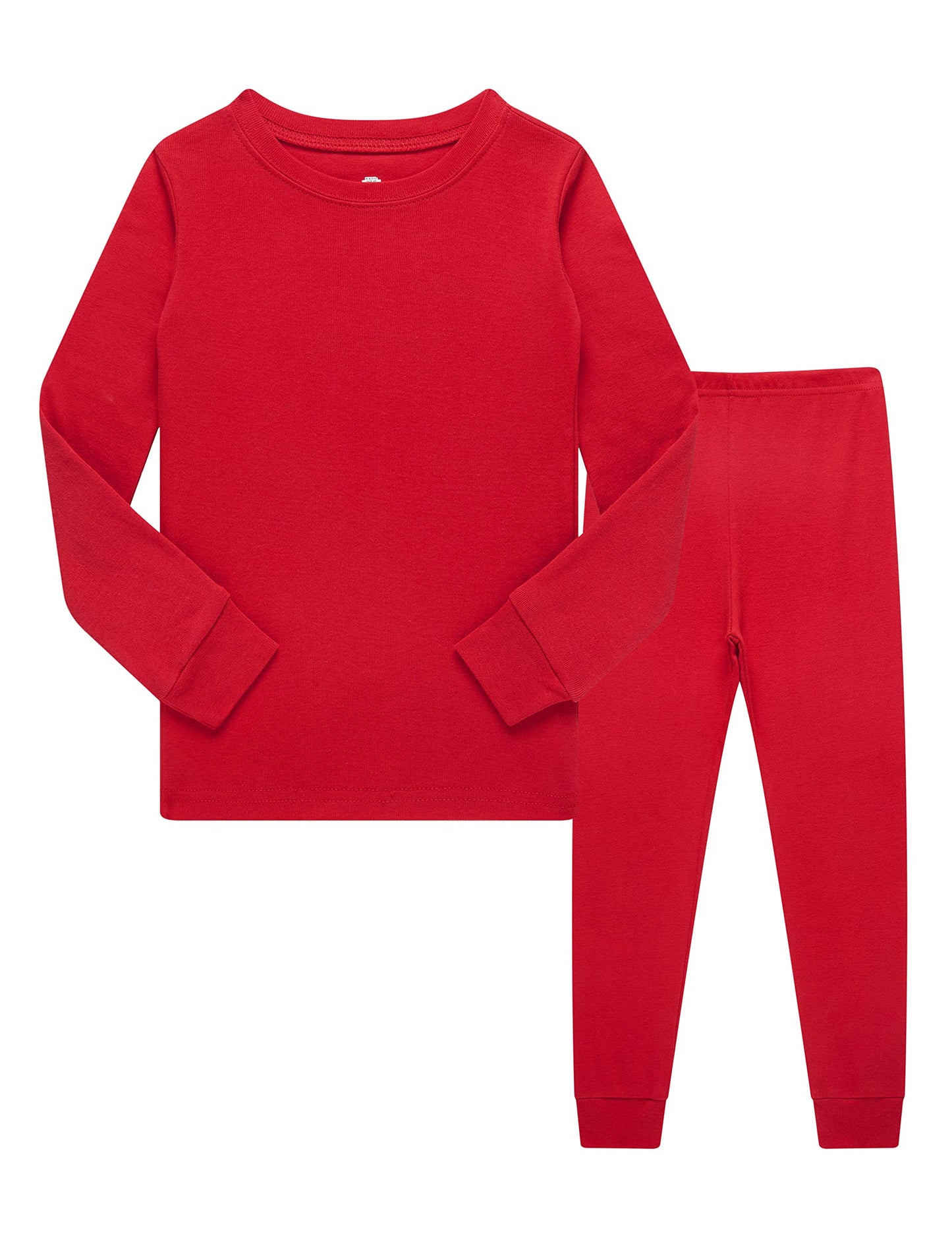 Family Feeling Baby Girls Boys Christmas Long Sleeve Pajamas Sets Cotton Holiday Pyjamas Kids Solid Pjs Red Size 12-18 Months