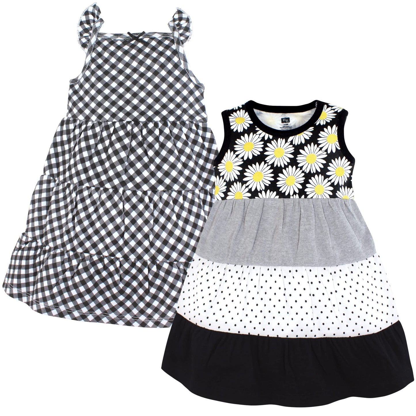 Hudson Baby Baby-Girls Cotton Dresses, Black Daisy, 6-9 Months