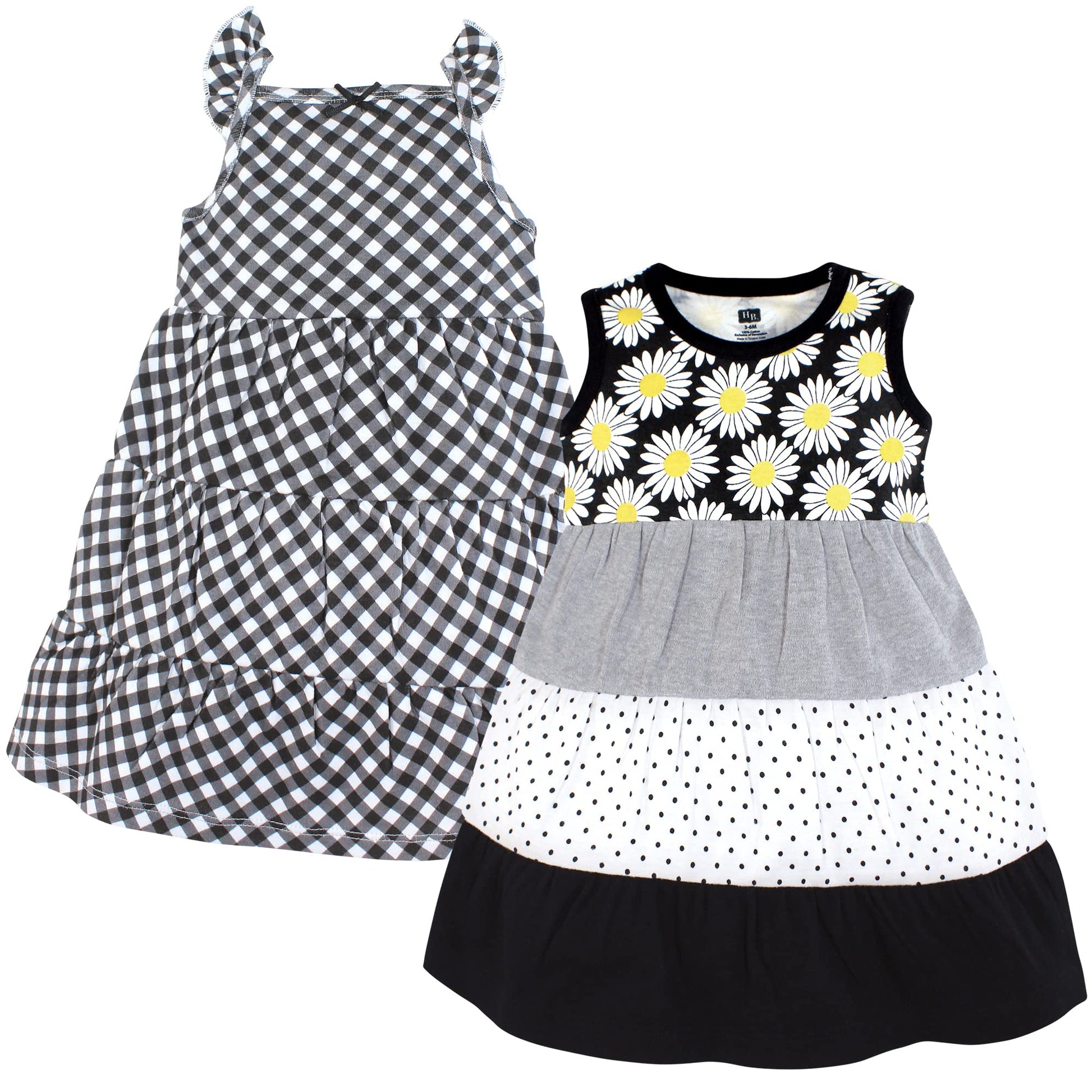 Hudson Baby Baby-Girls Cotton Dresses, Black Daisy, 6-9 Months
