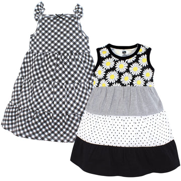 Hudson Baby Baby-Girls Cotton Dresses, Black Daisy, 12-18 Months