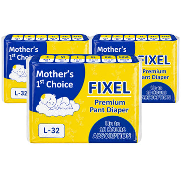 Fixel Baby Diaper Pants Large L Size Pack Of 3 (96 Pieces)