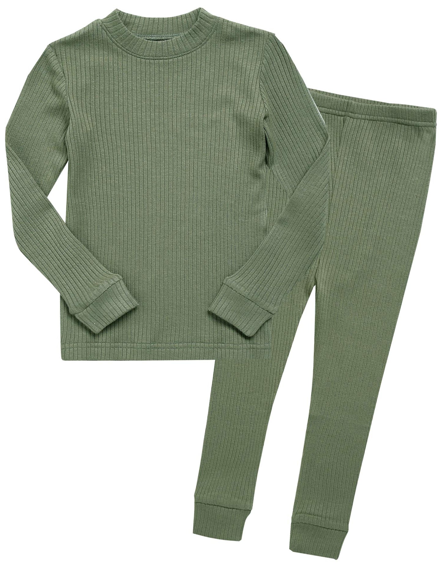 Vaenait Baby Kids Girls Long Sleeve Modal Sleepwear Pajamas 2pcs Set Rib Knit Khaki XS