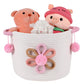 Inough Pink Cotton Rope Storage Basket With 3D Flower For Kids, Blanket Baskets For Living Room Toys Organizer With Handle Woven
