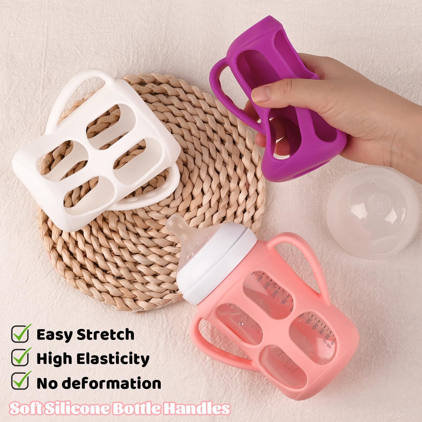 3 Pack Baby Bottle Handles For Philips Avent Natural Baby Bottles, Baby Bottle Holder With Easy Grip Handles (Pink+Purple+White)