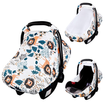 Swesen Car Seat Covers For Babies, Lion Baby Car Seat Cover With Zipper Mesh, Carseat Cover Boy, Stretchy Infant Carseat Canopy,