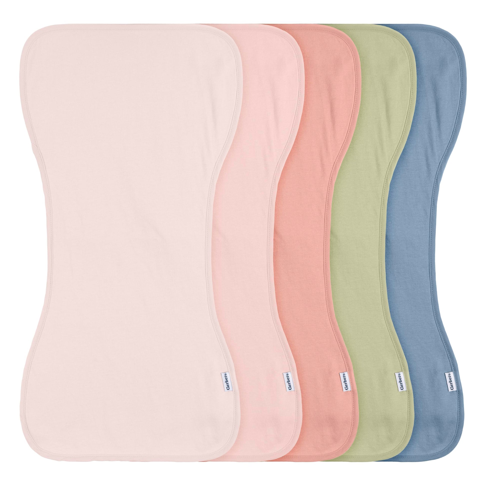 Gerber Baby Unisex Burp Cloths 5-Pack, Pink Blue, Size 10.5' X 21'