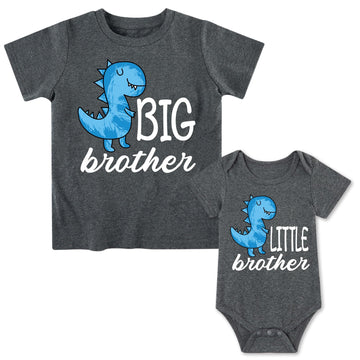 Funnycokid Big Brother Little Brother Matching Outfits Big Brother Toddler Shirt Newborn Baby Gifts Clothes, Kid(5T)/Baby(3-6 M)