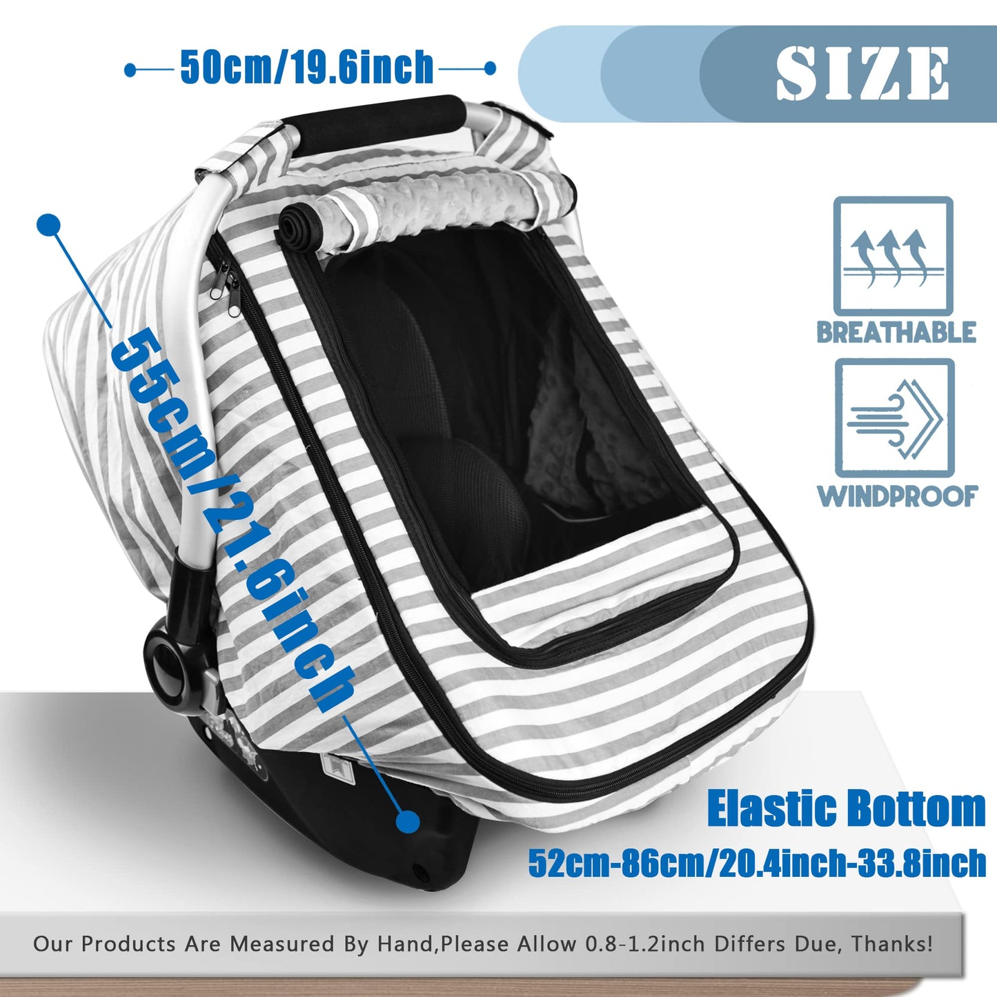 Car Seat Covers For Babies,Baby Car Seat Cover For Boys Girls,Windproof Infant Carseat Cover,Kick-Proof Car Seat Canopy With Bre