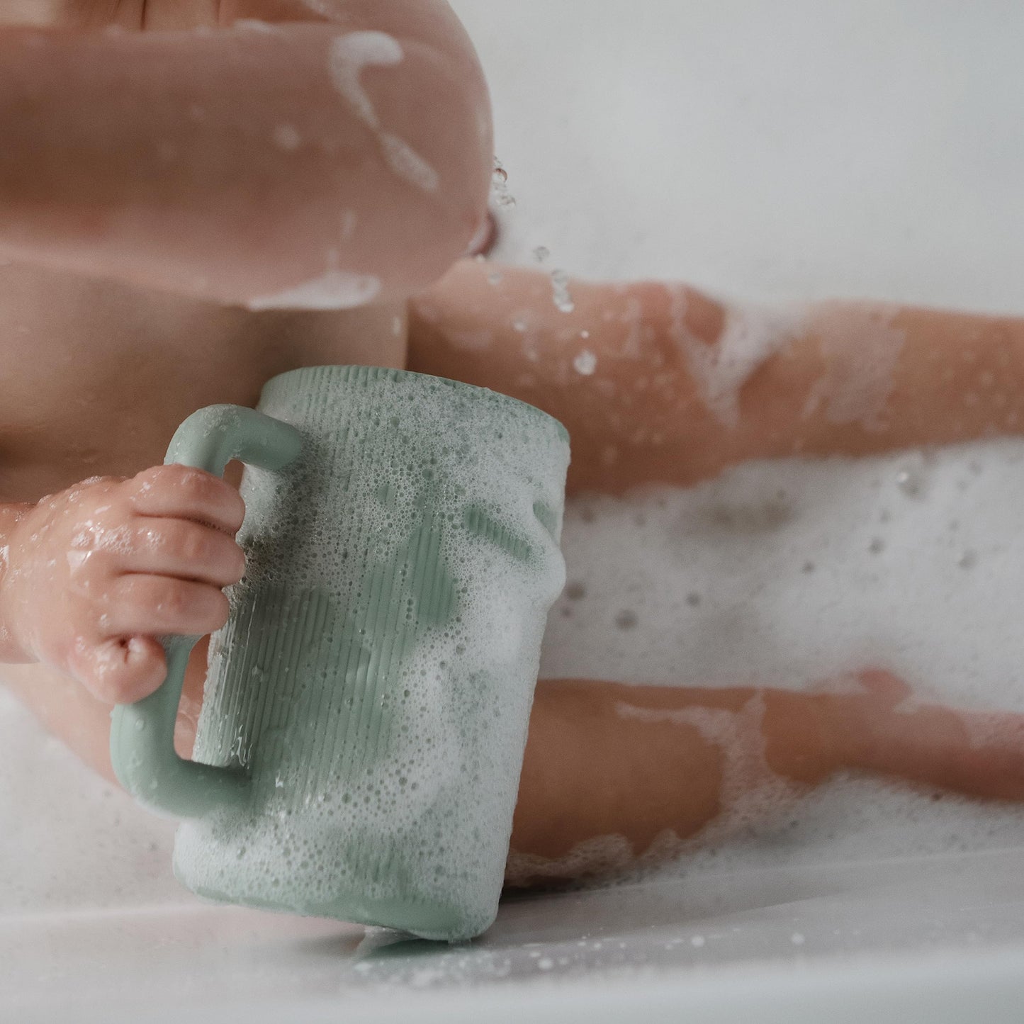 Mushie Baby Bath Rinse Cup | 100% Food Grade Silicone | Wash Rinser Cup For Kids (Sage)