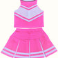 Total 2550 Kidsgirls' Cheerleader Costume Uniform Cheerleading Children Dress Outfit Halloween Sweet Pinkwhite, L 8-10 Years, Tt