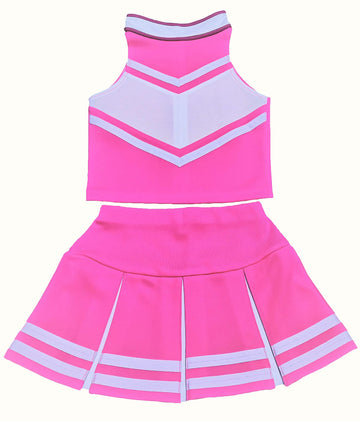 Total 2550 Kidsgirls' Cheerleader Costume Uniform Cheerleading Children Dress Outfit Halloween Sweet Pinkwhite, L 8-10 Years, Tt