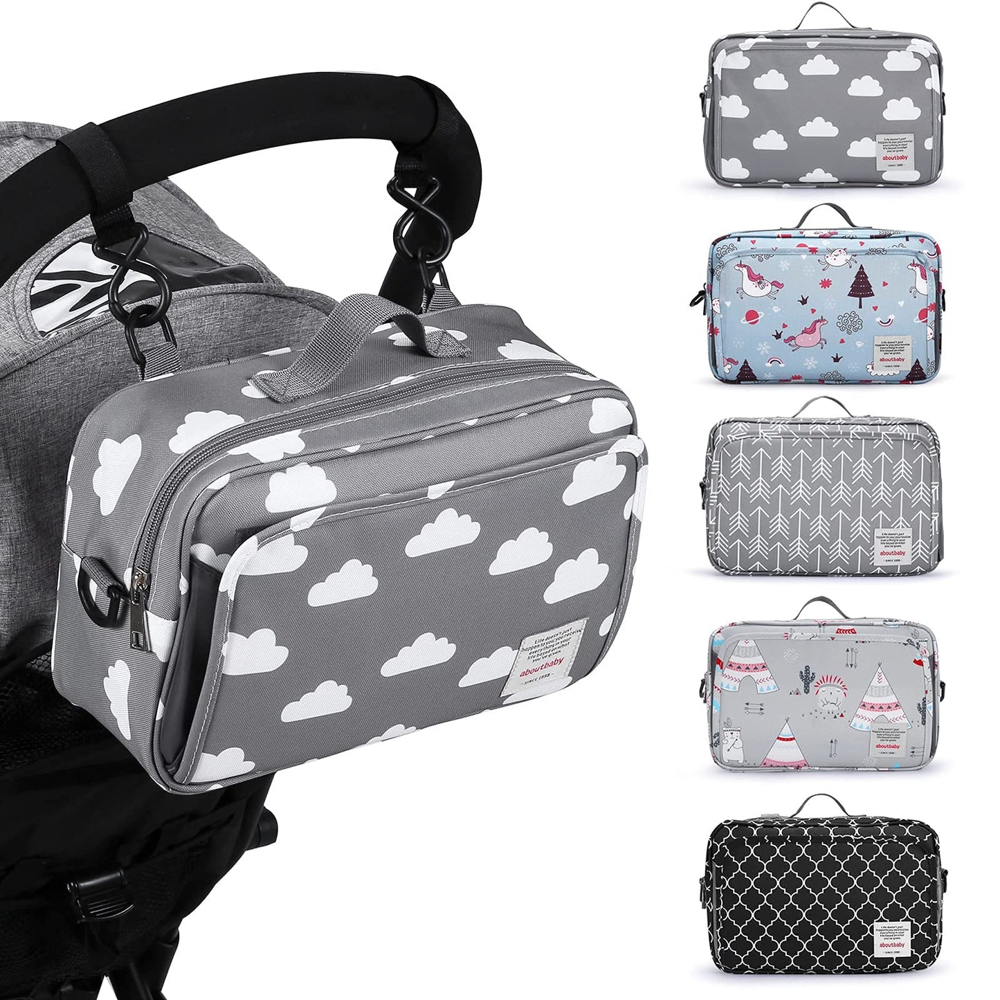 Small Diaper Bag, Stroller Organizer Bags For Baby With Insulated Pocket, Stroller Hooks And Adjustable Strap,Universal Mini Dia