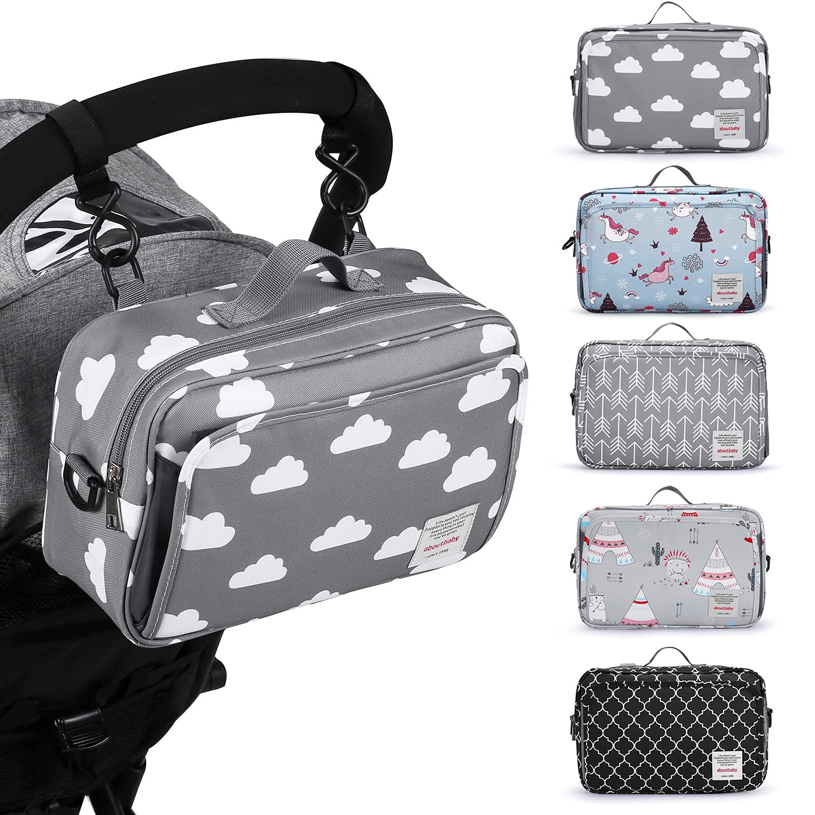 Small Diaper Bag, Stroller Organizer Bags For Baby With Insulated Pocket, Stroller Hooks And Adjustable Strap,Universal Mini Dia