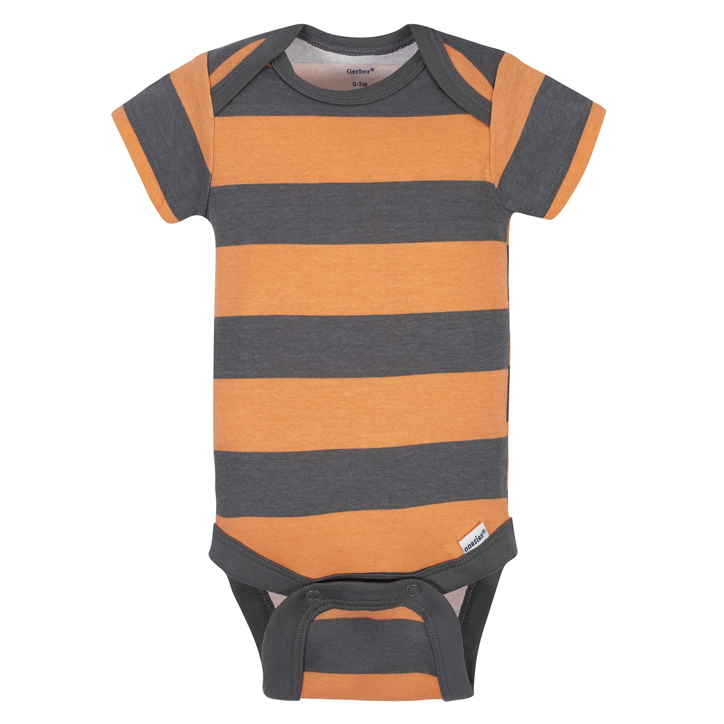 Grow By Gerber Baby Boys 5-Pack Short-Sleeve Onesies Bodysuits, Grey/Ivory/Orange, Newborn