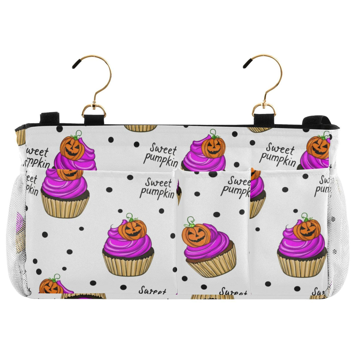 Burbuja Cute Halloween Cupcakes Bedside Caddy Hanging Storage Organizer with 2 Straps and Hooks for Home College Dorm Bunk Bed H