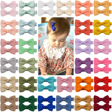 Alinmo Hair Clips 60Pcs 2' Baby Girls Fully Lined Baby Bows Tiny Hair Bows Alligator Clips For Infants Toddlers 30 Colors In Pa