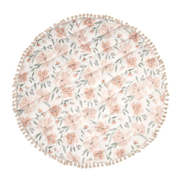 Crane Baby Activity Mat, Infant And Baby Quilted Playmat For Boys And Girls, Pink Floral, 40       X 40
