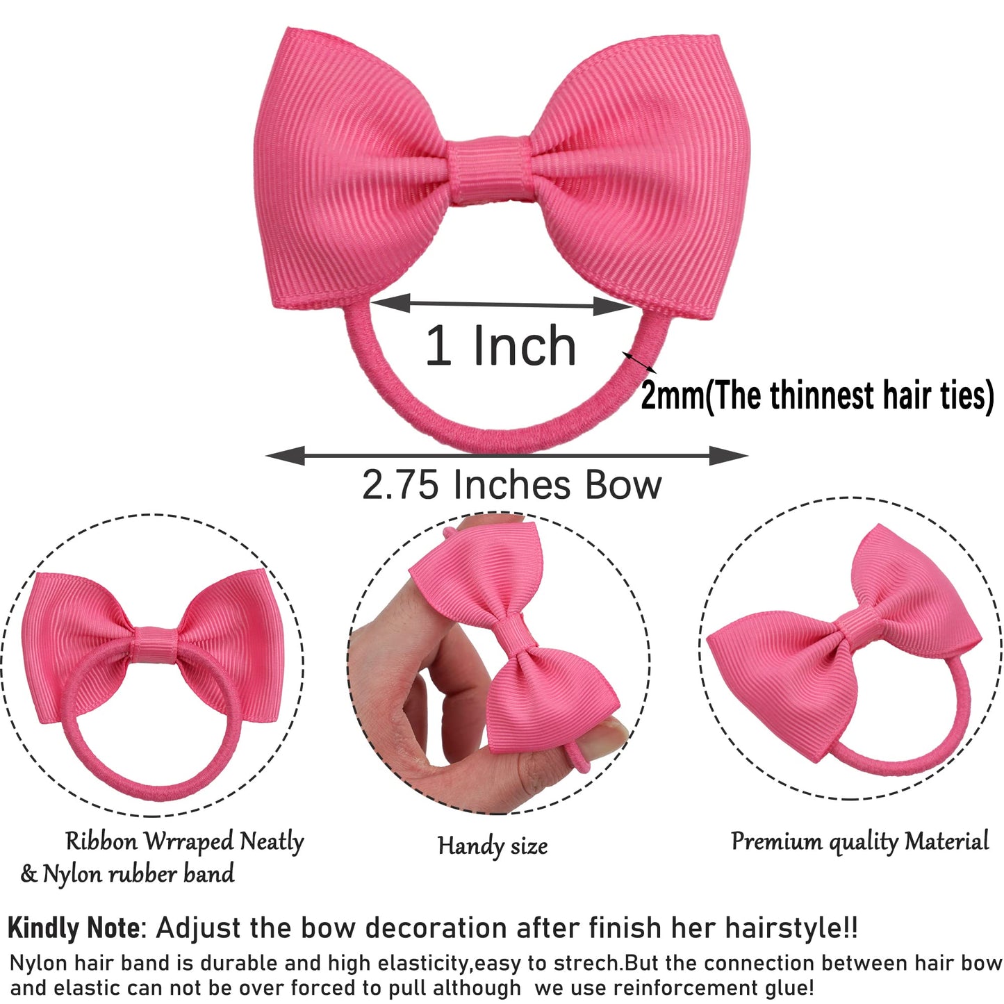 C  Llot Toddler Hair Ties 40Pcs 2.75' Baby Girls Hair Bows Tie Baby Bows Elastics Rubber Ribbon Hair Bands Accessories For Baby