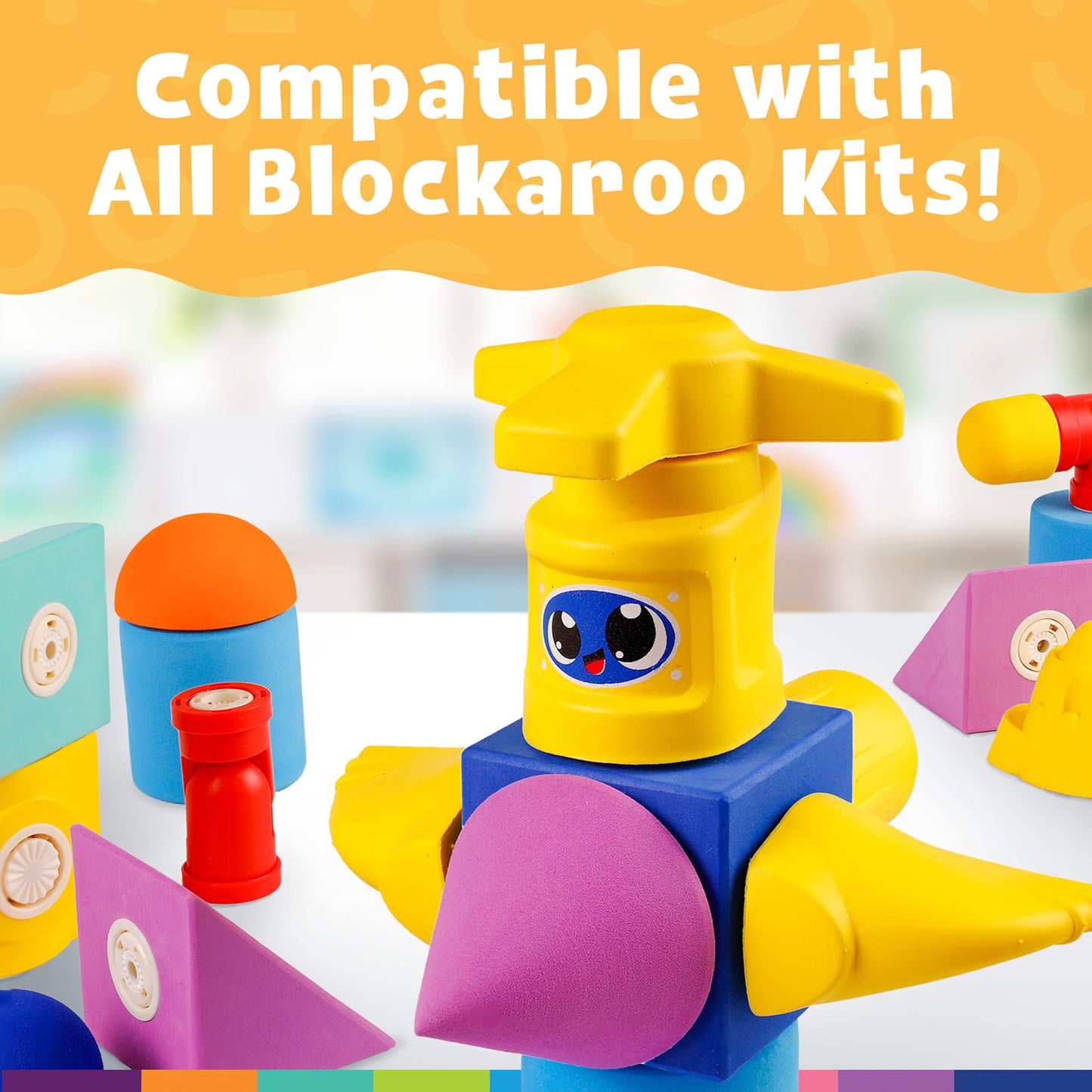 Blockaroo Magnetic Foam Building Blocks - 10-Piece Submarine, Bath Toys for Toddlers, Preschool Toys, Bathtub Toys, Sensory Toys