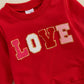 Iddolaka Toddler Baby Girls Valentines Day Outfits Long Sleeve Letter Sweatshirt Shirt Heart Flared Pants Spring Clothes (L-Love
