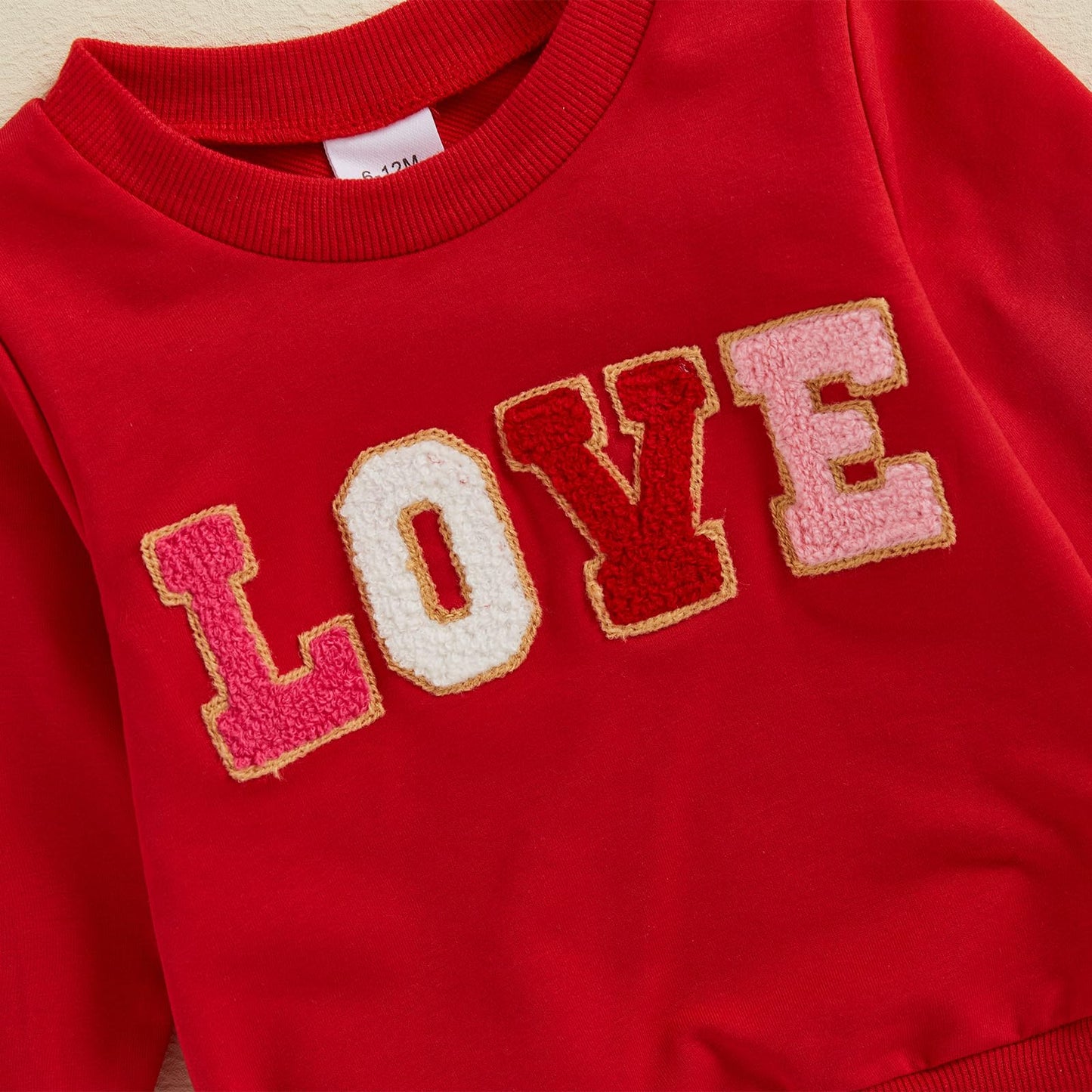 Yokjzjd Toddler Baby Girl Valentines Day Outfit Love Sweatshirt Long Sleeve T-Shirt Tops Bell Bottom Pants Set Fall Clothes (Red