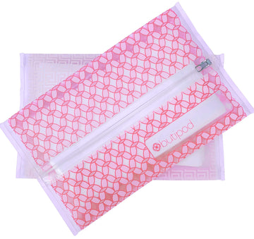 Butipods Reusable Stay Moist Wet Wipe Pouch | Slim Case Travel Holder | Great For Hand And Face Wipes | Set Of 2 (Blush Pink Til