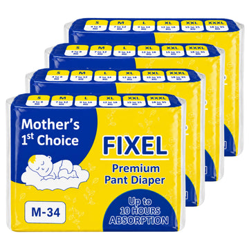 Fixel Baby Diaper Pants Medium M Size Pack Of 4 (136 Pieces)