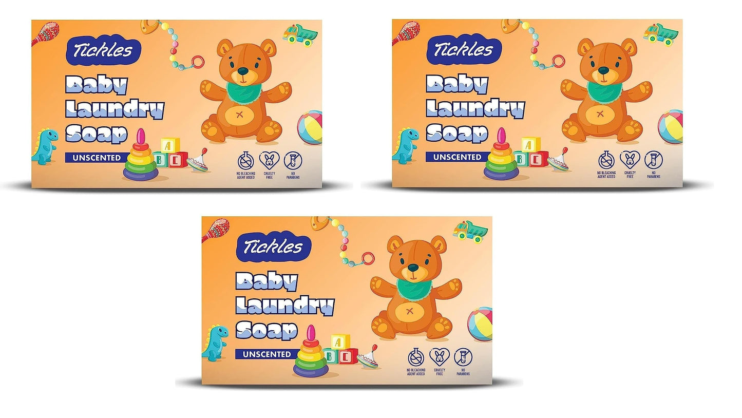 Tickles (Pack Of 3) Handmade Nirol Organic Unscented Washing Soap For Baby Clothes Diaper, Accessories Mainly For Sensitive Skin