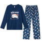 Hupohoi Girls Cotton Blend Pajama Sets Long Sleeve Long Pants Cartoon Sleepwear with Pockets Teen Girls 6 to 18 Years, Catnavy,
