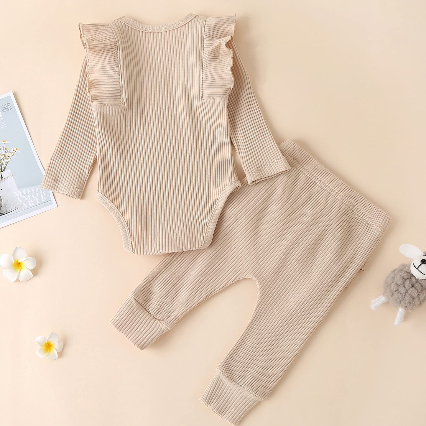 Fullfamous Infant Baby Girl Clothes Outfits,Fall Winter Romper Christmas Clothing Set 12-18 Months Ecru