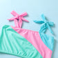 Younger Tree Toddler Girls Two Pieces Swimsuit Color Block Stripe Swimwear Summer Beach Bathing Suit (Green 4-5T)