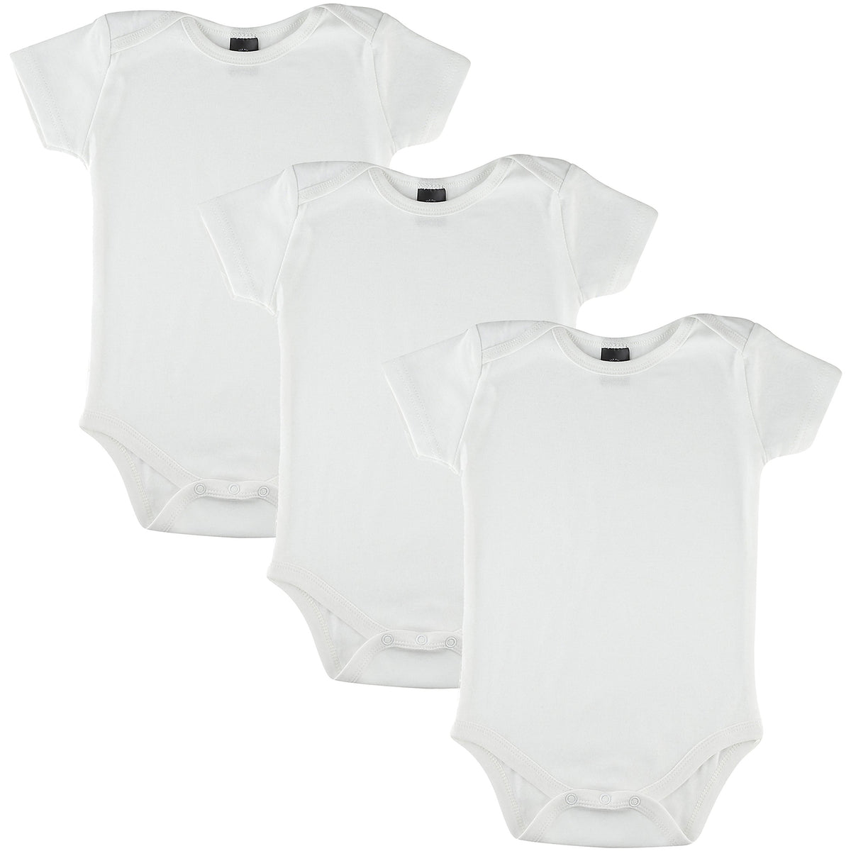Baby Cotton Onesies White Undershirts Bodysuits 3 Pack By Little Pipers (03 Months, White Short Sleeves)