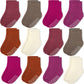 Jakidar 12 Pairs Baby Socks Cotton Crew Toddler Socks Grips Non Slip Bottom Socks, Magenta Caramel Cream 6-12M