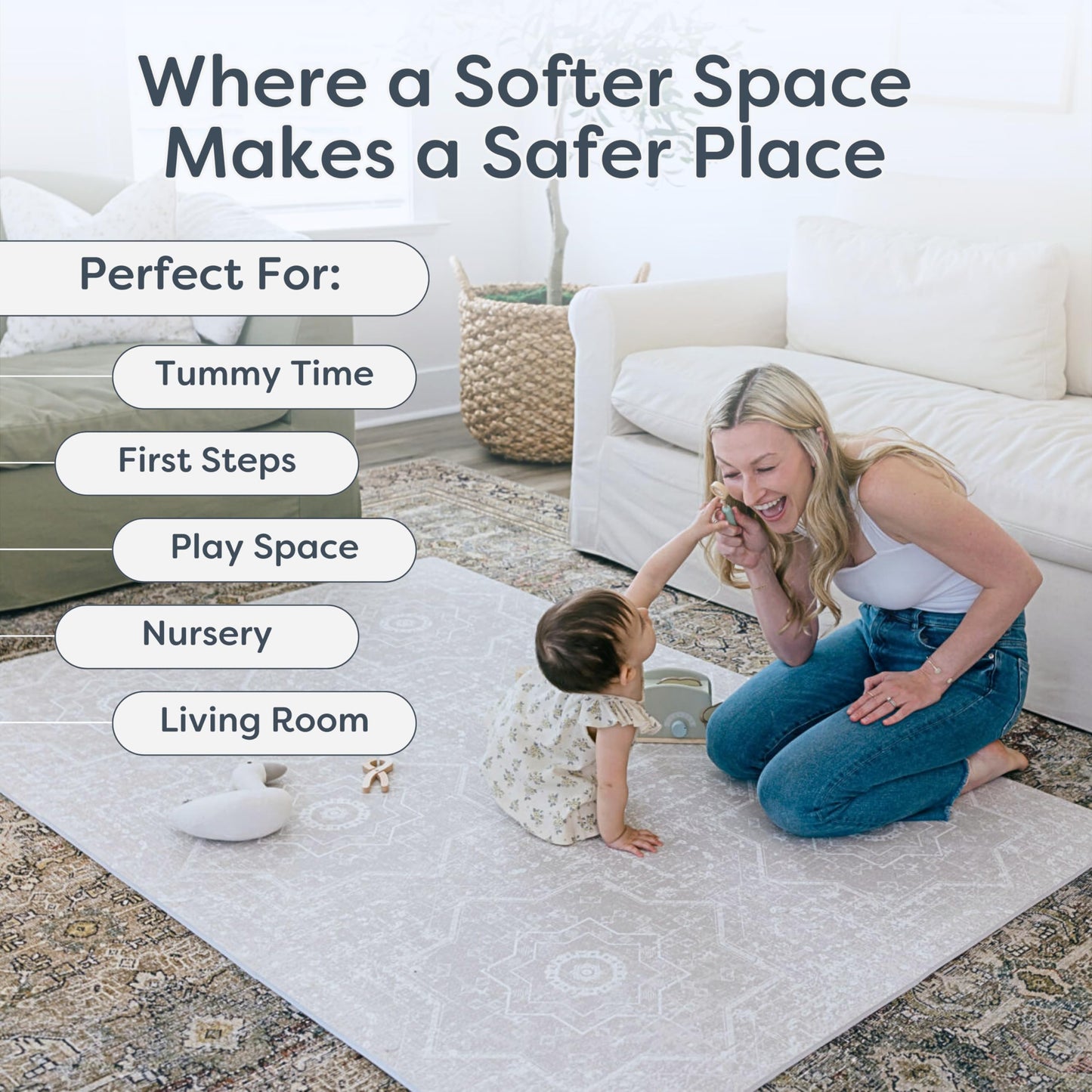 Little Landings Baby Play Mats For Floor - Layla (6X6Ft) - Premium Eva Foam Play Mat For Babies & Toddlers - Perfect For Tummy T