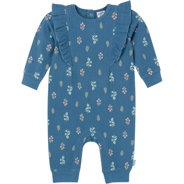Gerber Baby Girls' Ruffle-Edge Romper, Garden Floral, 0-3 Months