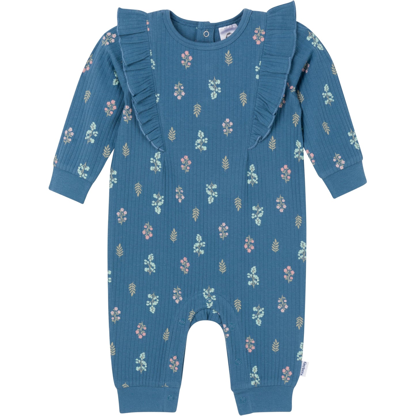 Gerber Baby Girls' Ruffle-Edge Romper, Garden Floral, 24 Months