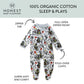 Honestbaby Sleep And Play Footed Pajamas One-Piece Sleeper Jumpsuit Zip-Front Pjs Organic Cotton For Baby Boys, Unisex, Haunted