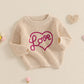 Nokpsedcb Baby Girl Cute Long Sleeve Heart Flowers Embroidery Oversized Sweater Toddler Valentine Outfit (Beige Love, 12-18 Mont