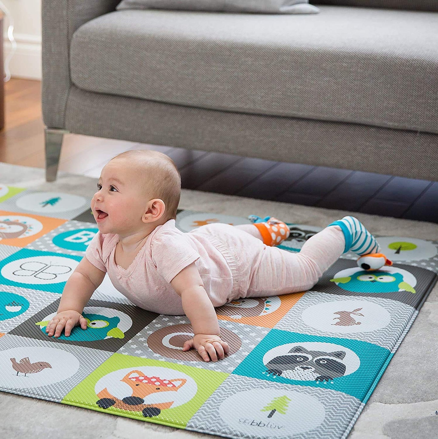 bblv - Do - Foot Finders - Fun and colorful baby developmental socks with rattle (Fox and Owl)