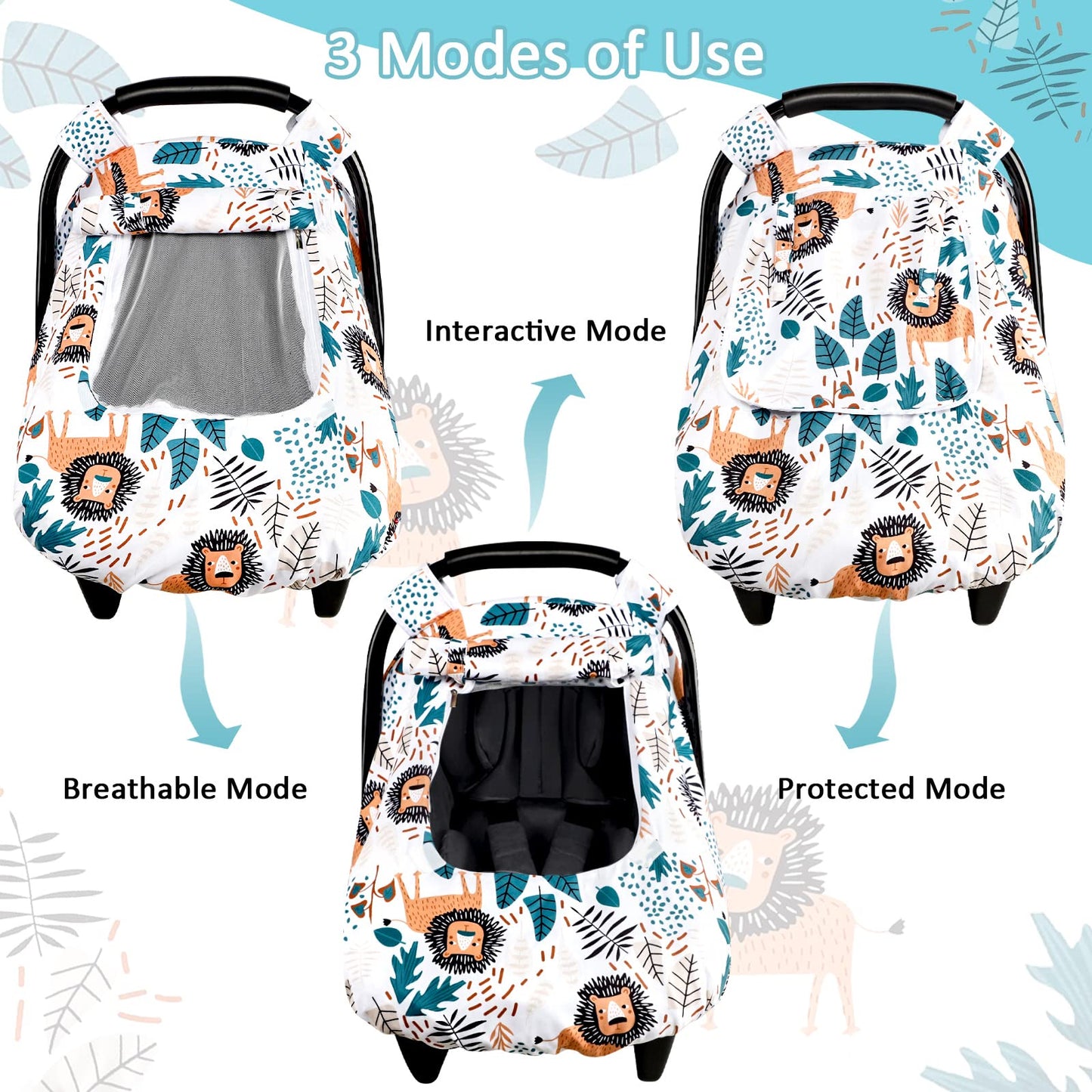 Baby Car Seat Cover, Winter Car Seat Covers For Babies, Carseat Cover Boy, Mink Carseat Canopy With Window, Cozy & Warm Cover, L