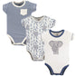 Touched By Nature Unisex Baby Organic Cotton Bodysuits, Elephant 3-Pack, 0-3 Months