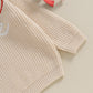 Baby Girl Valentines Day Outfit Love Heart Sweet Long Sleeve Sweater Tshirt Crewneck Tops Fall Winter Clothes (C-Khaki, 0-3 Mont