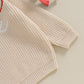 Baby Girl Valentines Day Outfit Love Heart Sweet Long Sleeve Sweater Tshirt Crewneck Tops Fall Winter Clothes (C-Khaki, 9-12 Mon