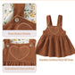 Kucnuzki Baby Girl Fall Clothes Toddler Long Sleeve Outfit Infant Ruffled Romper Brown Soft Suspender Skirt Dress 6-12 Month Gir