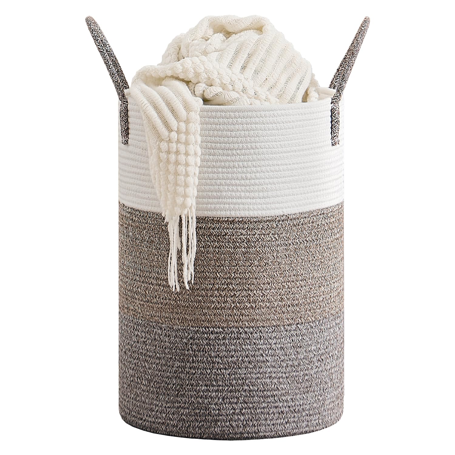 CLHMILY&Z 40L Laundry Basket Round Storage Rope Basket - 13x18 Inches - Laundry Hamper in Bedreoom and Mutil Storage Bin for Bla