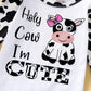 Newborn Baby Girl Romper Infant Letter Print Bodysuit Cow Jumpsuit+Hat+Headband+Gloves Coming Home Clothes Outfit 3-6 Months(Cow