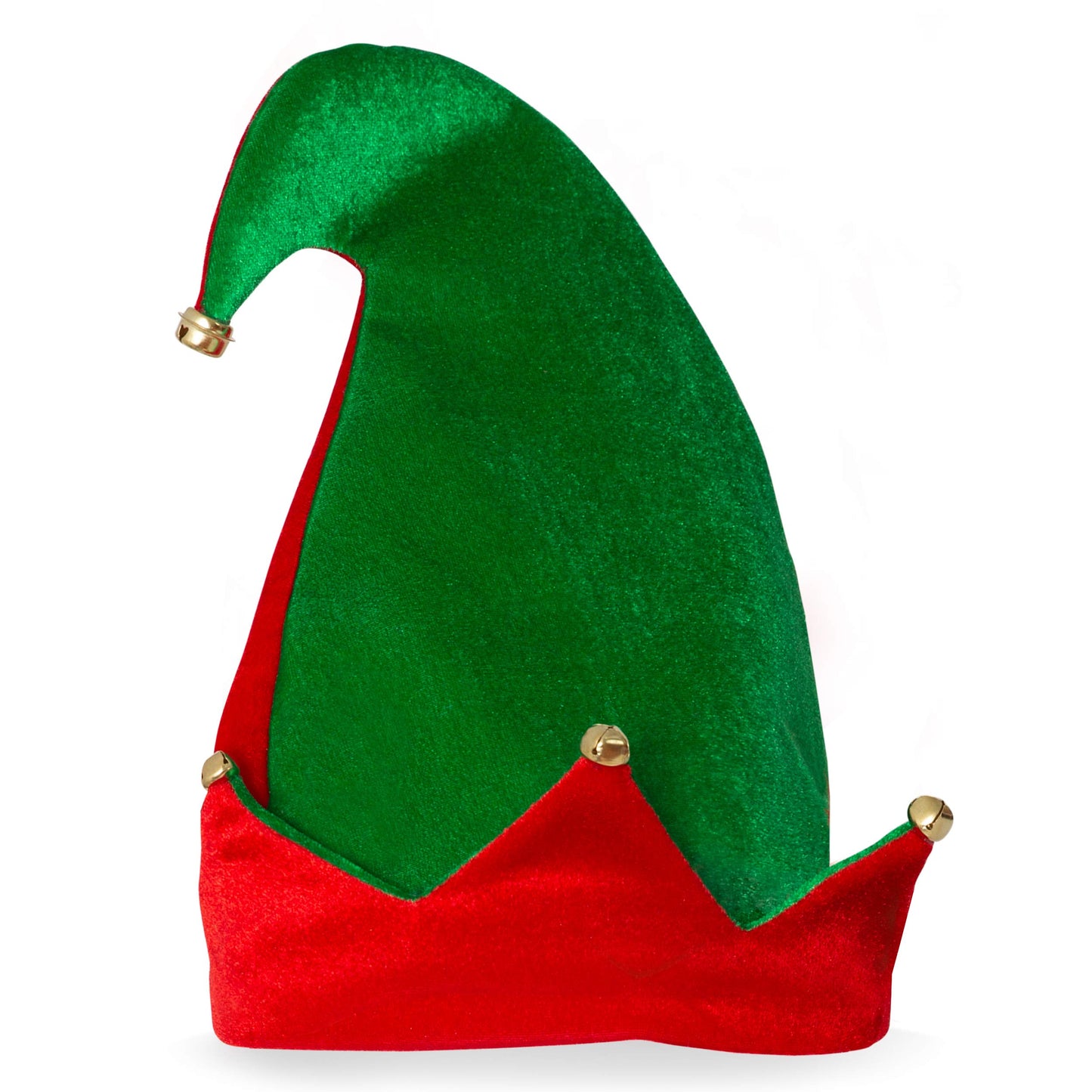 Skeleteen Funny Christmas Elf Hat - Red And Green Jolly Velvet Holiday Elven Novelty Costume Hats With Jingle Bell Designs For K