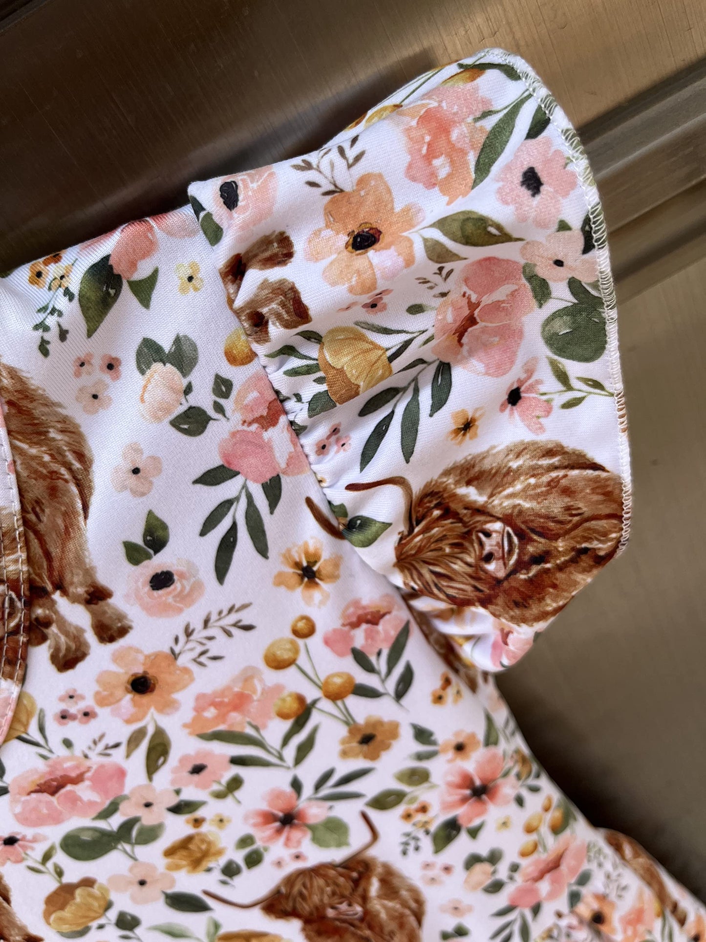 Nebljgo Infant Baby Girls Highland Cow Flutter Sleeve Pearl Cow Children Girl Spring Summer Kids Dress (7-8T) White