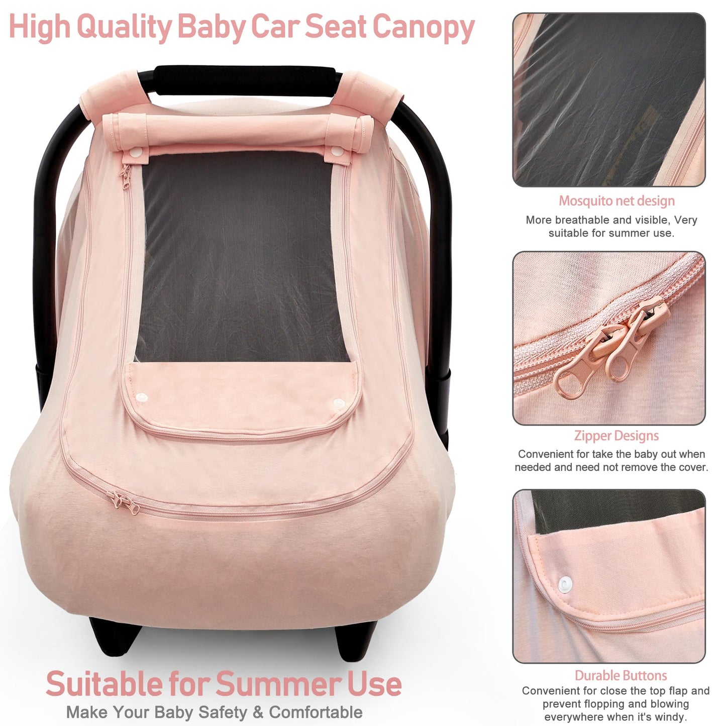 Baby Car Seat Cover For Summer/Spring,100% Organic Cotton Carseat Cover For Babies,Infant Car Seat Cover Canopy For Boys& Girls,